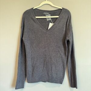 NEW Barefoot Dreams Cozychic Ultra Lite Vneck Pointelle Rib Pullover Small Carbo